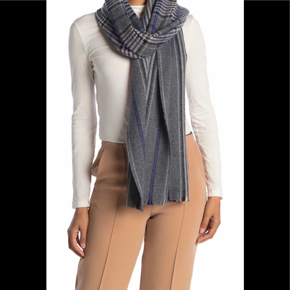 Mulberry Check and Striped Wool Blended Scarf